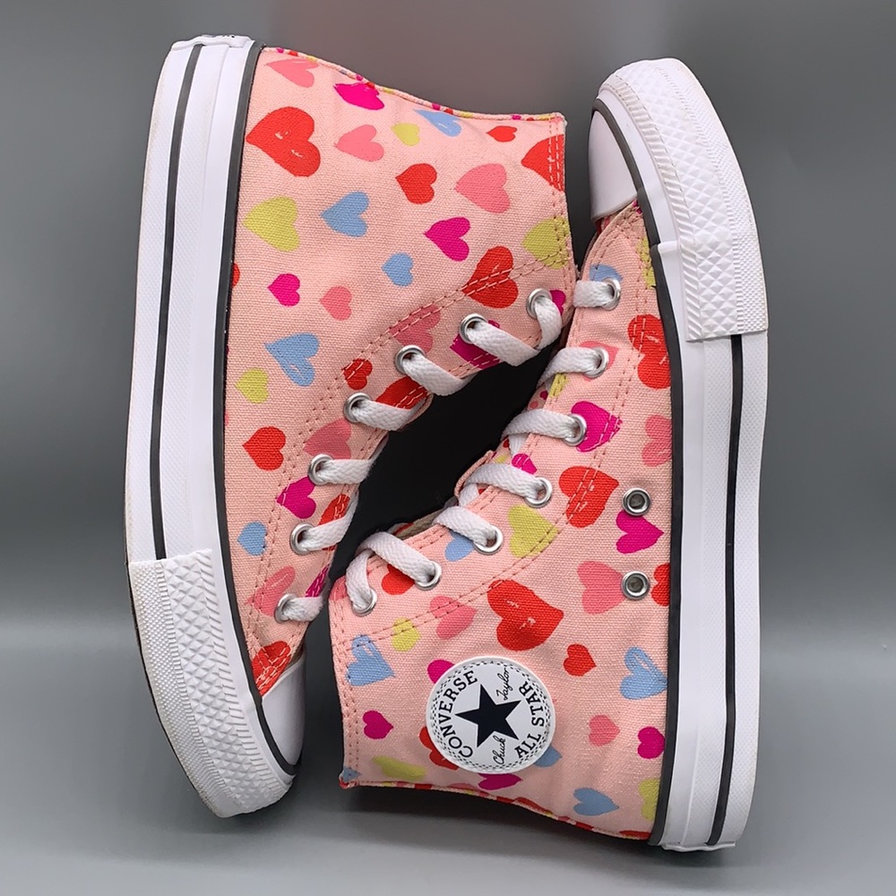 Converse Kids Sneakers - Pink with Multicolor Hearts - Picture 8 of 14